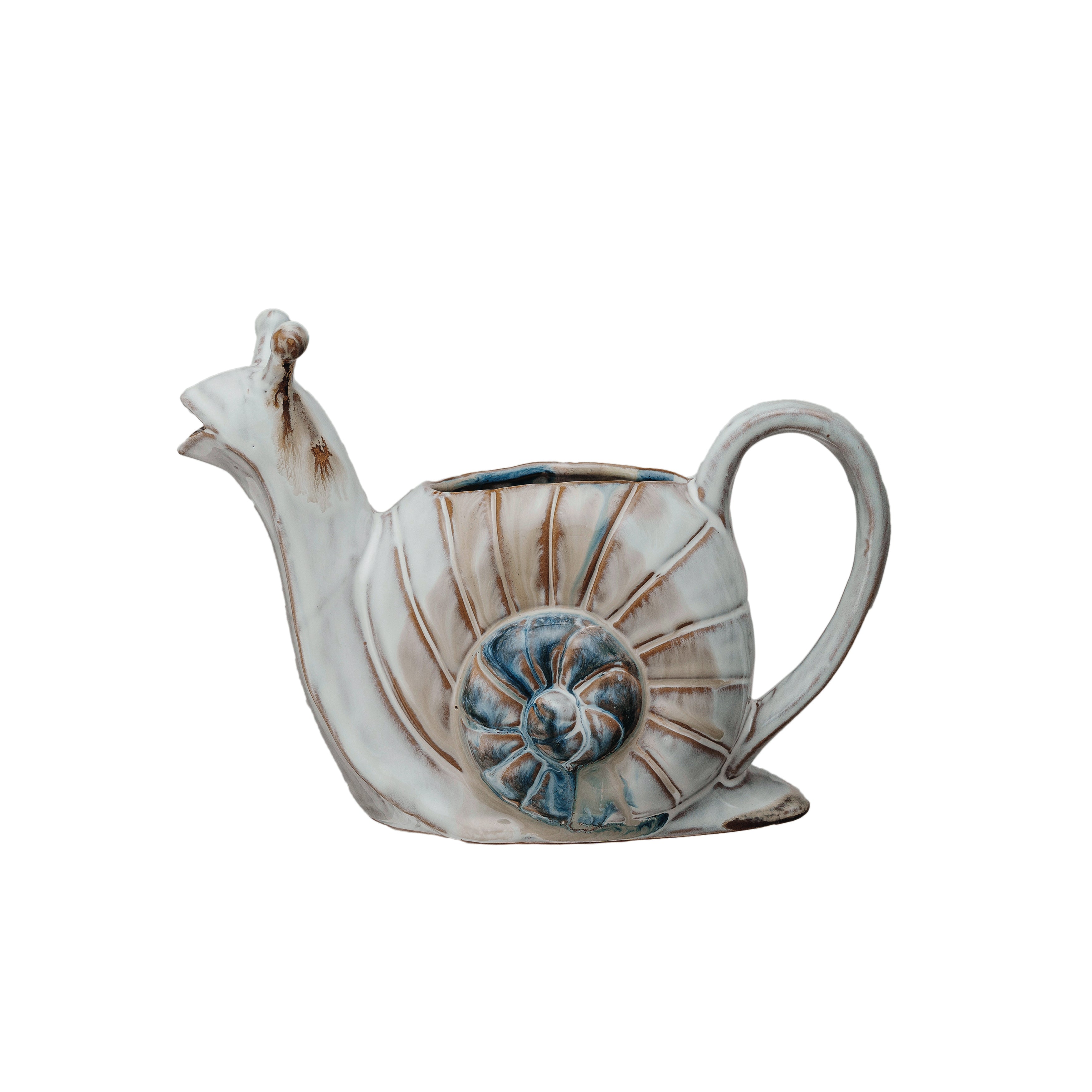 Multicolor Snail Shaped Stoneware Watering Can